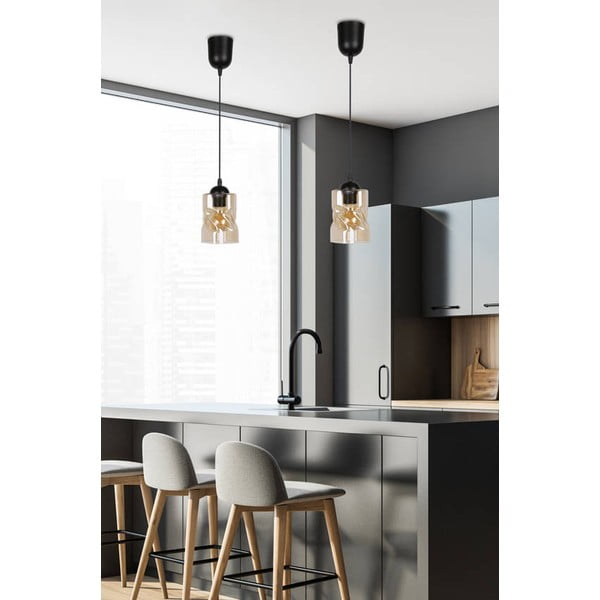 Fekete függőlámpa üveg búrával ø 10 cm Felis – Candellux Lighting-image-1