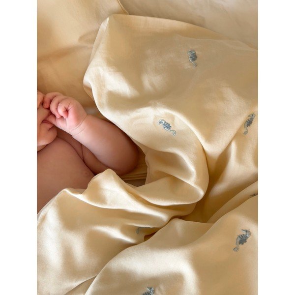 Világossárga bio pamut gyerek ágyneműhuzat babaágyhoz 70x100 cm Sea Garden – Cam Cam Copenhagen-image-1
