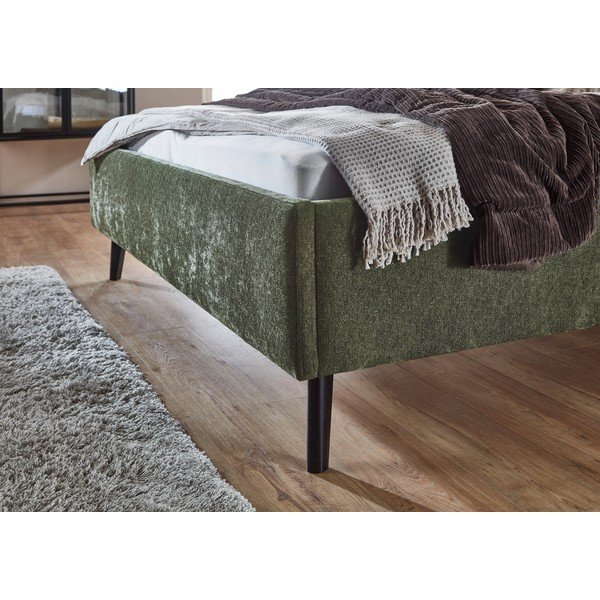 Khaki kárpitozott ágyneműtartós franciaágy ágyráccsal 180x200 cm Nova – Meise Möbel-image-4