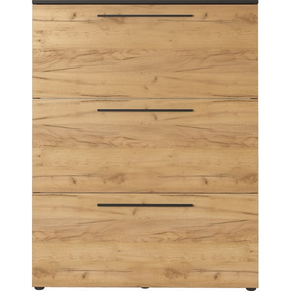 Sötétszürke billenő fiókos cipőtartó tölgyfa dekorral Wildomar - Germania-image-3