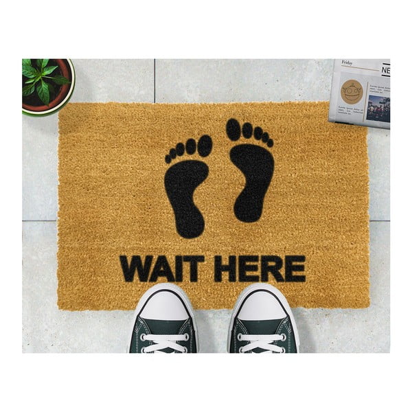 Wait Here természetes kókuszrost lábtörlő, 40 x 60 cm - Artsy Doormats