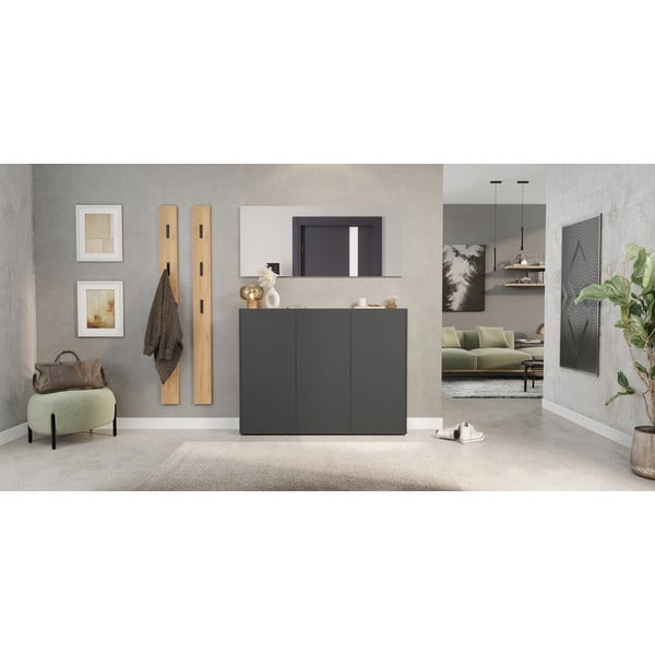 Antracitszürke szekrény tölgyfa dekorral 138x105x25 cm Libbiano – Germania-image-4