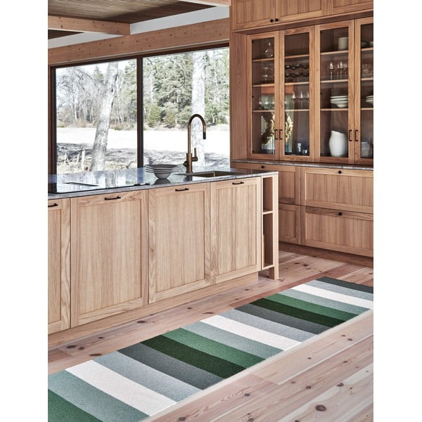 Zöld-krémszínű kültéri-beltéri futószőnyeg 70x200 cm Molly Woods – Pappelina-image-1