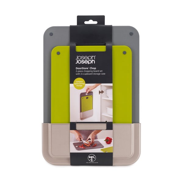 DoorStore 2 db-os műanyag vágódeszka szett, öntapadós fali tartóval - Joseph Joseph