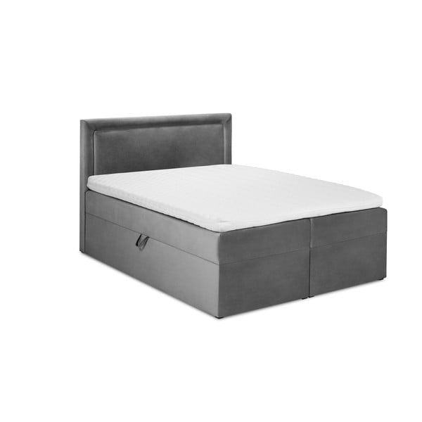 Szürke boxspring ágy tárolóhellyel 200x200 cm Yucca – Mazzini Beds