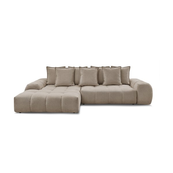 Szürkésbarna zsenília kinyitható-tárolóhelyes sarokkanapé (bal oldali-heverő résszel) Everest – Bobochic Paris