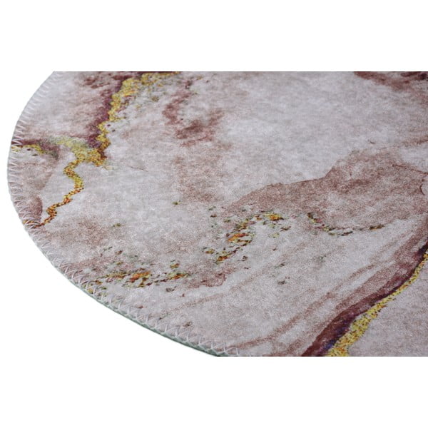 Barna-aranyszínű mosható kerek szőnyeg ø 100 cm – Vitaus-image-2