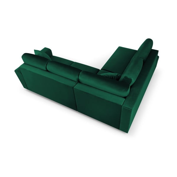 Zöld bársony kinyitható tárolóhelyes sarokkanapé (bal oldali-L alakú) Kyoto – Cosmopolitan Design-image-4