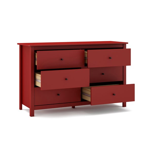 Piros borovi fenyő alacsony komód 130x80 cm Misti – Marckeric-image-4