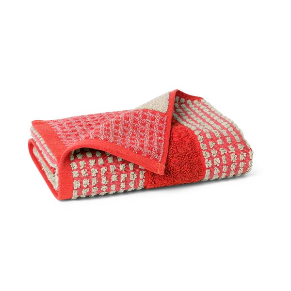 Piros frottír bio pamut törölköző 50x100 cm Check – JUNA-image-2