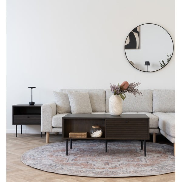 Sötétbarna dohányzóasztal tölgyfa dekorral 50x100 cm Kyoto – House Nordic-image-1