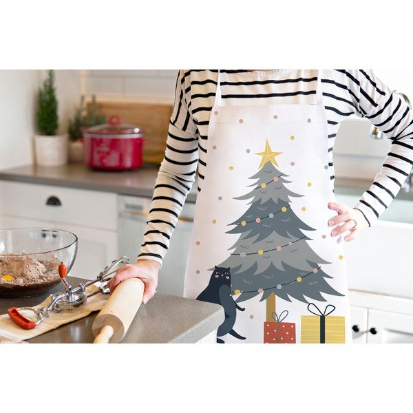 Pamut kötény karácsonyi mintával Crazy Cat Xmas – Butter Kings-image-1