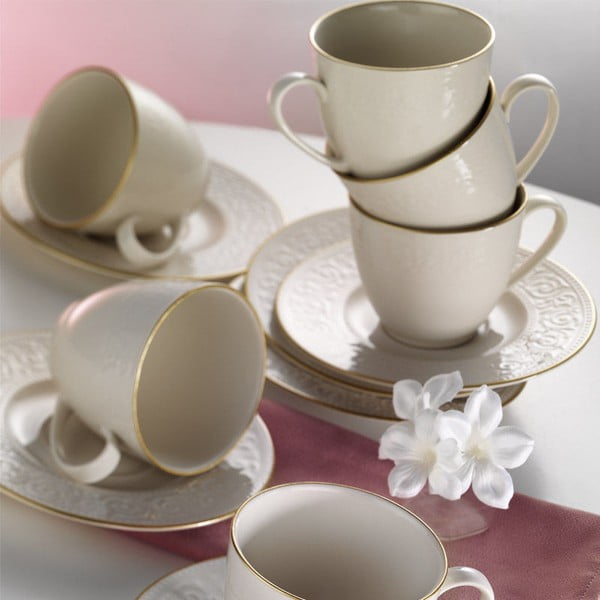 Simple Gold porcelán csésze és csészealj, 6 db-os készlet - Kutahya