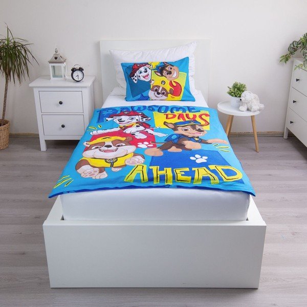 Kék pamut gyerek ágyneműhuzat babaágyhoz 100x135 cm Paw Patrol "Pawsome days ahead" – Jerry Fabrics-image-1