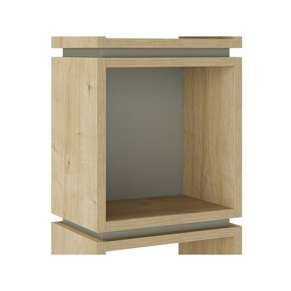 Zöld-natúr színű könyvespolc tölgyfa dekorral 32x167 cm Lofty – Marckeric-image-4