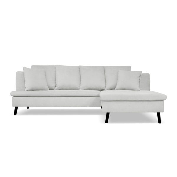 Hamptons platina fehér 4 személyes kanapé, jobb oldali fekvőfotellel - Cosmopolitan design