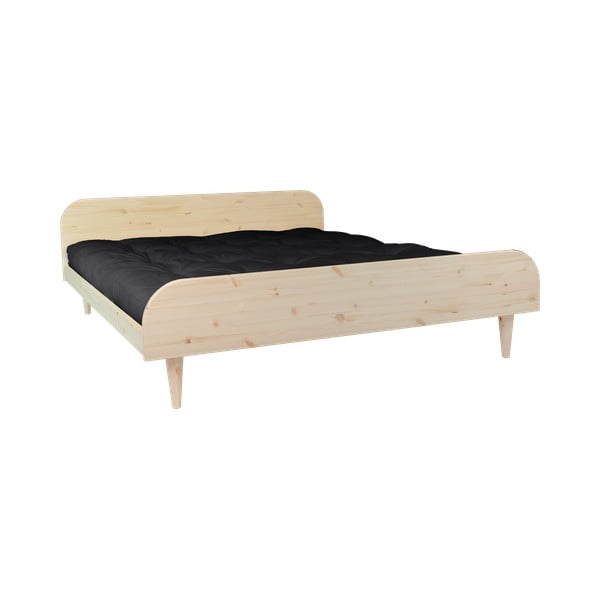 Twist Comfort Mat Natural Clear/Black borovi fenyőfa franciaágy matraccal, 140 x 200 cm - Karup Design