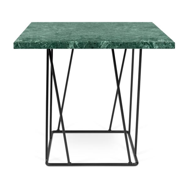 Helix zöld márvány dohányzóasztal fekete lábakkal, 50 x 50 cm - TemaHome