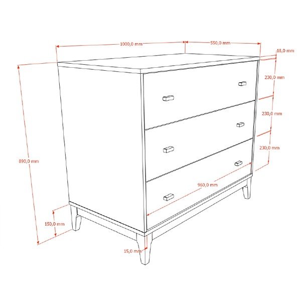 Sötét natúr színű komód diófa dekorral 100x89x55 cm Ilyas – Vipack-image-2