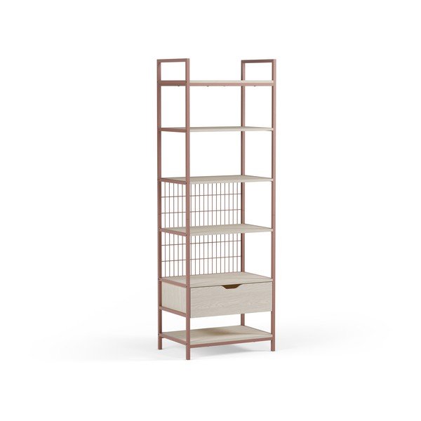 Terrakotta színű acél könyvespolc 60x179,5x40 cm Amara – Marckeric