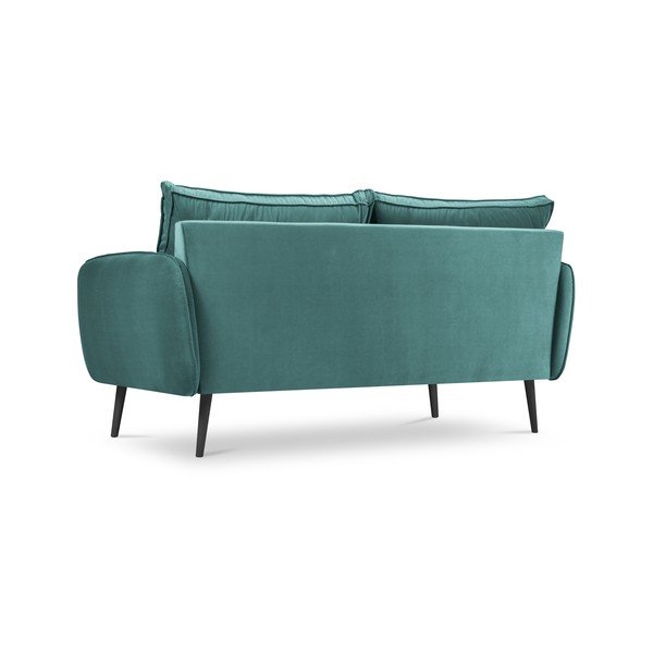 Lento petróleumkék bársony kanapé fekete lábakkal, 158 cm - Kooko Home-image-3