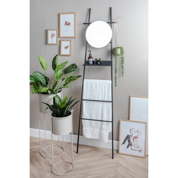 Glint fekete dekoratív létra tükörrel - Leitmotiv-image-1