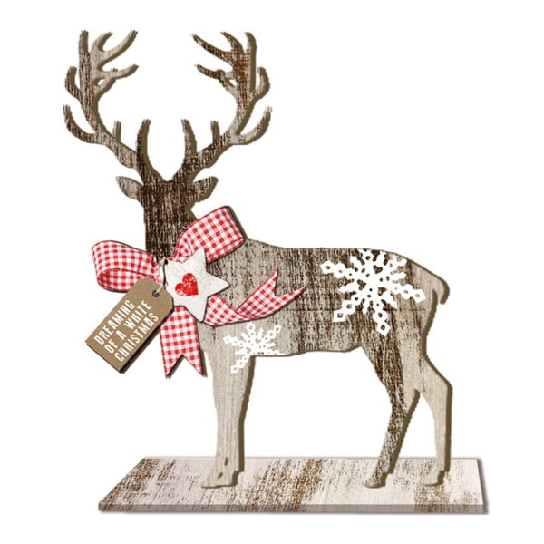 Deer Large Country Xmas fából készült karácsonyi dekoráció, magassága 35 cm - PPD