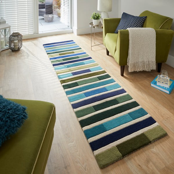 Zöld gyapjú futószőnyeg 230x60 cm Piano - Flair Rugs-image-1