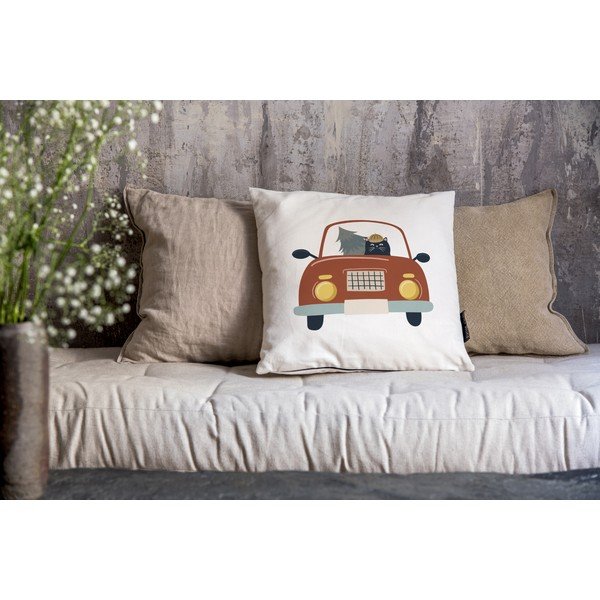 Párnahuzat karácsonyi mintával 45x45 cm Cat Driver – Butter Kings-image-1