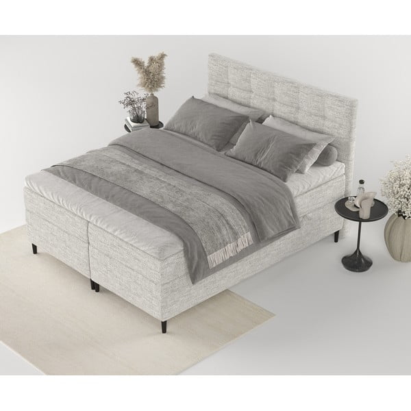 Világosszürke ágyneműtartós boxspring ágy 200x200 cm Urbaneo – Maison de Rêve-image-4