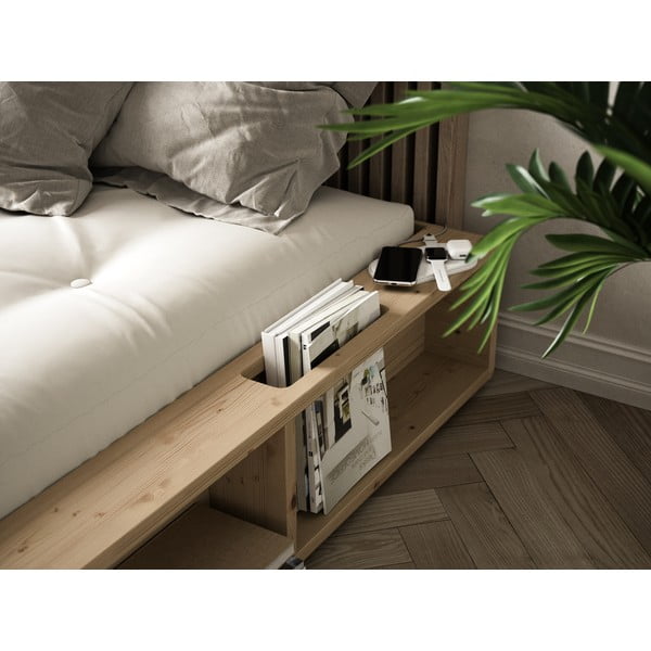 Ziggy kétszemélyes tömörfa ágy fekete Comfort futon matraccal és tatamival, 160 x 200 cm - Karup Design-image-1