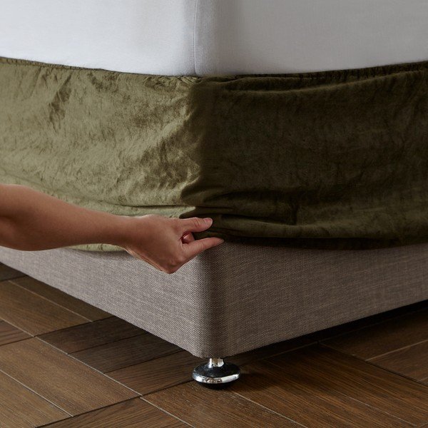 Khaki gumis bársony ágykeret huzat 137x198 cm Kingsley – Catherine Lansfield-image-1