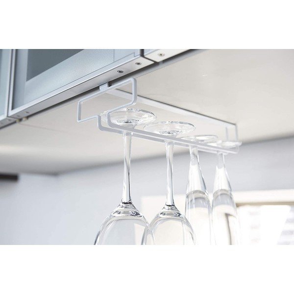 Fehér függő fém borospohár tartó Tower – YAMAZAKI-image-2