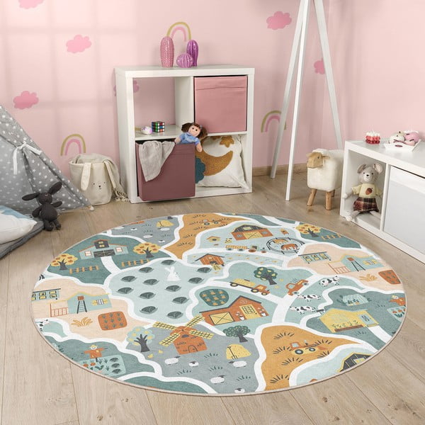 Mosható gyerek játszószőnyeg ø100 cm Farmer's Life – Mila Home-image-4