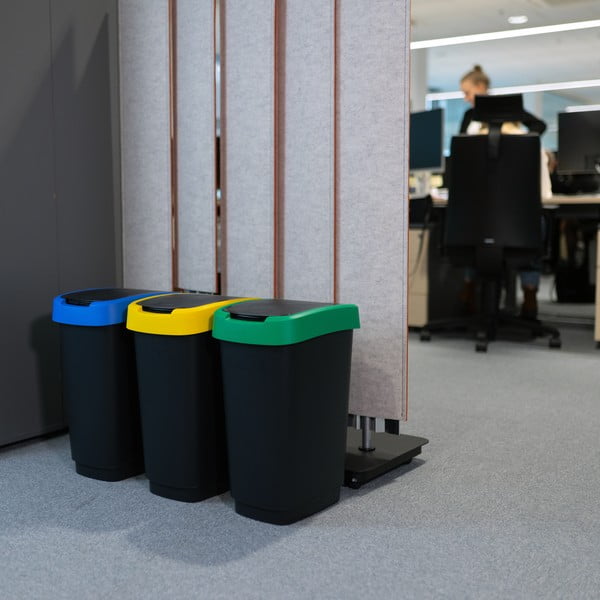 Fekete újrahasznosított műanyag szelektív szemetes készlet 3 db-os 25 l Twist – Rotho-image-3