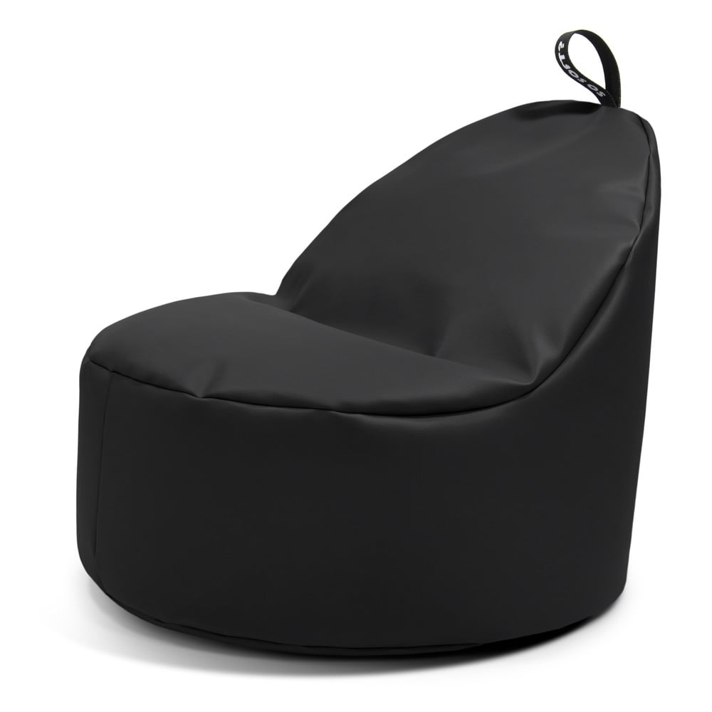 Fekete bőrutánzat babzsákfotel Round XL  So Soft?