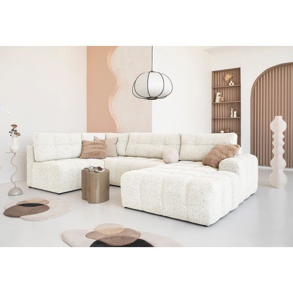 Krémszínű kinyitható tárolóhelyes moduláris sarokkanapé (bal oldali) Lulu – Miuform-image-1