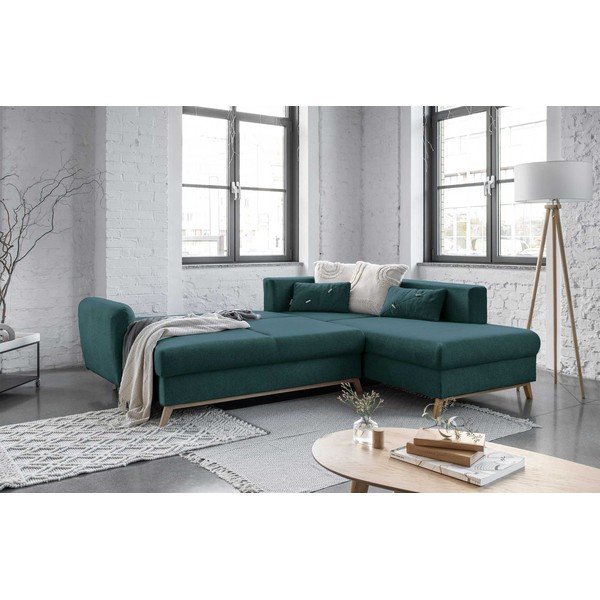 Scandic Lagom L türkiz kinyitható kanapé, jobb oldalas - Miuform-image-4