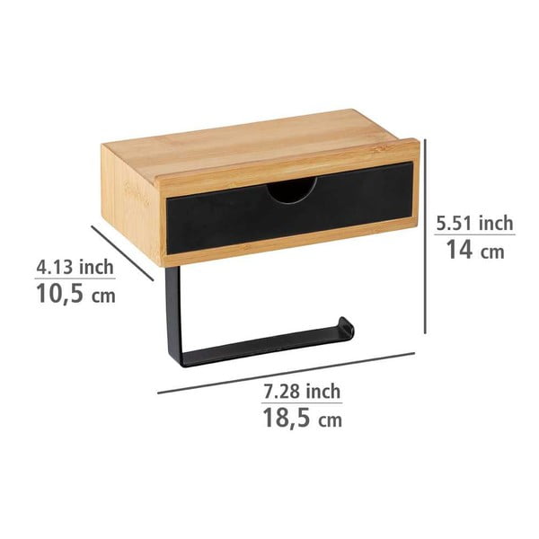 Fekete wc-papír tartó bambusz elemmel - Wenko-image-4