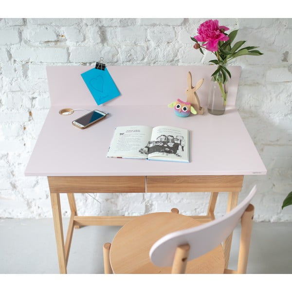 Luka szürke íróasztal kőrisfa lábakkal, hossz 85 cm - Ragaba-image-3