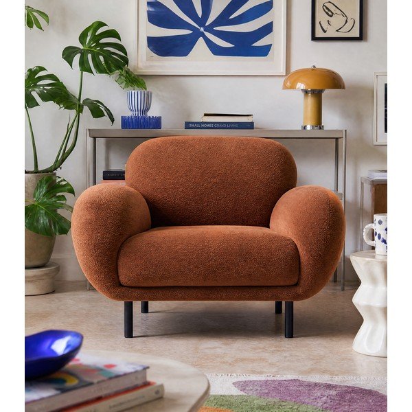 Terrakotta színű buklé fotel Poppy – Micadoni -image-3