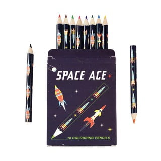 10 db színes ceruza rakétamintás tartóban - Rex Lodon