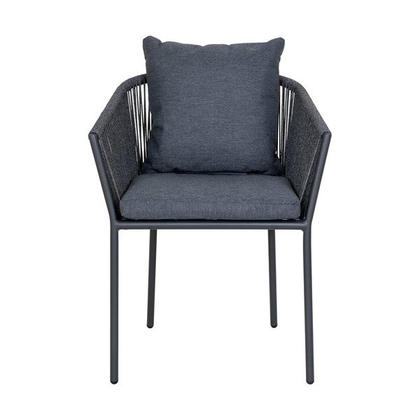 Sötétszürke fém-párnázott kerti szék Salerno – House Nordic-image-2