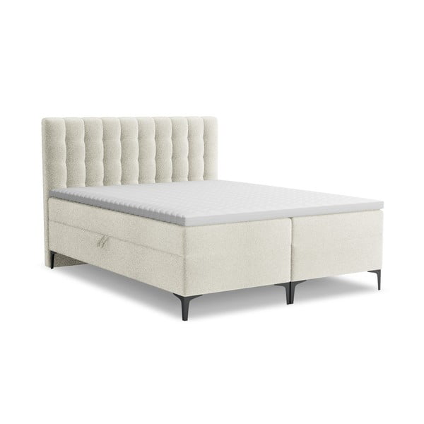 Bézs ágyneműtartós boxspring ágy 180x200 cm Puhala – Makamii