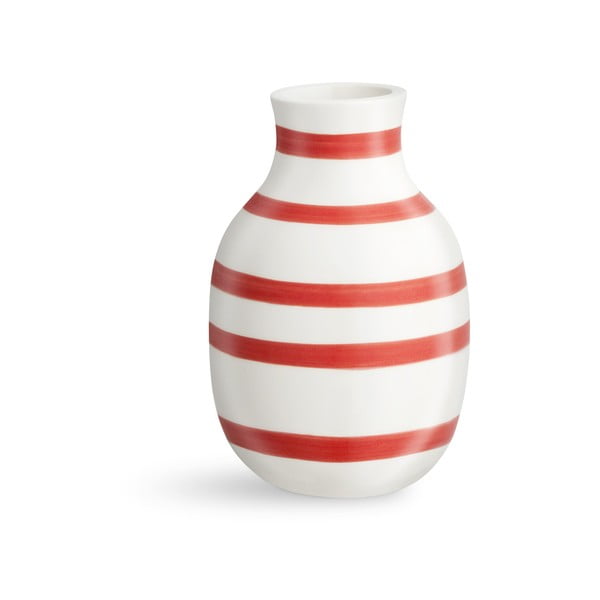 Omaggio fehér-piros csíkos kerámia váza, magasság 12,5 cm - Kähler Design