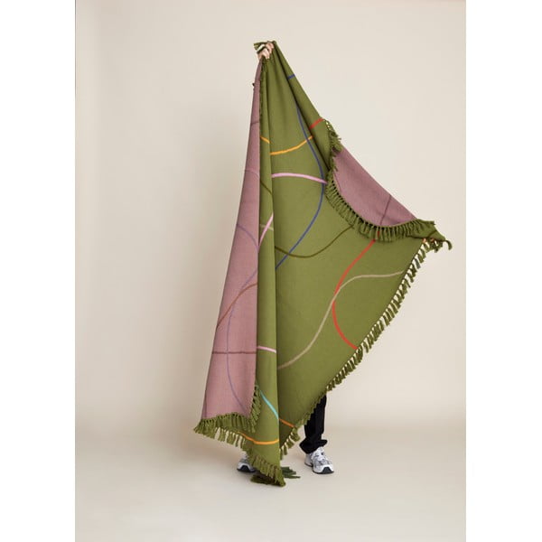 Zöld pamut takaró 200x140 cm Outline - Hübsch-image-4