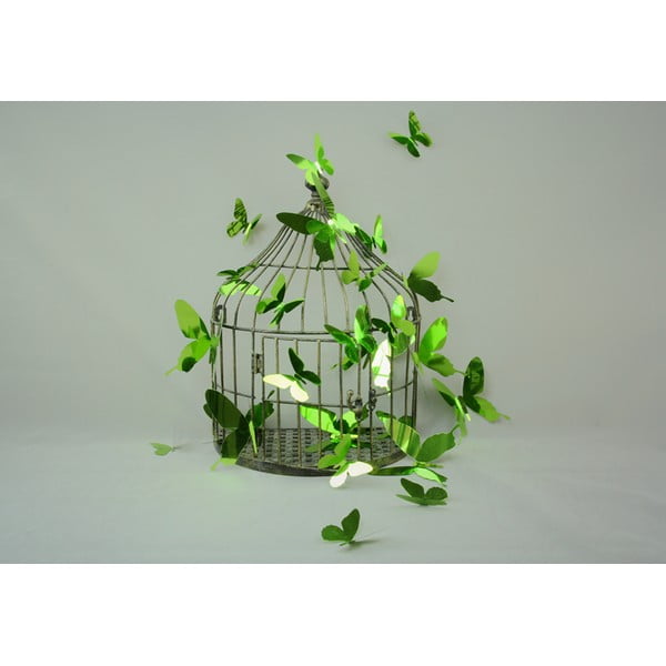 Butterflies Green12 db-os 3D hatású falmatrica szett - Ambiance