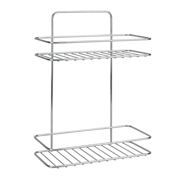 Fényes ezüstszínű függő öntapadós acél fürdőszobai polc Luxy – Metaltex