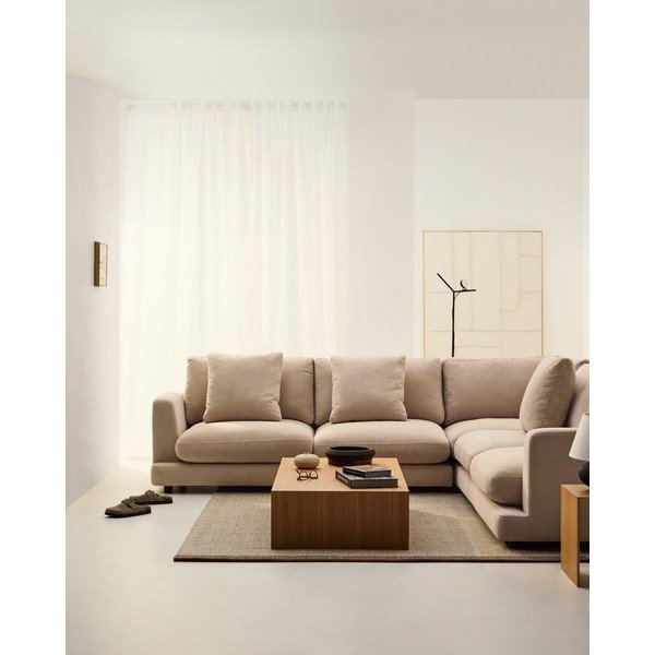 Bézs zsenília sarokkanapé Gala – Kave Home-image-1