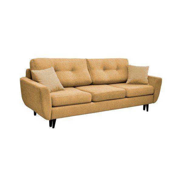 Jasmin sárga 3 személyes kinyitható kanapé fekete lábakkal - Mazzini Sofas-image-4